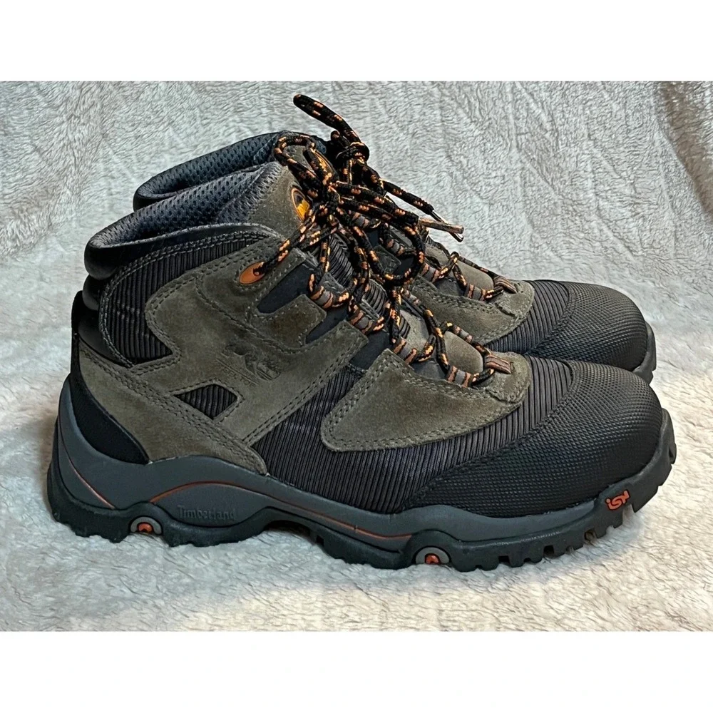 Timberland PRO Mens Work Boots 7.5 Steel Toe Grey‎ Black Hiking Shoes 87030 Y2K